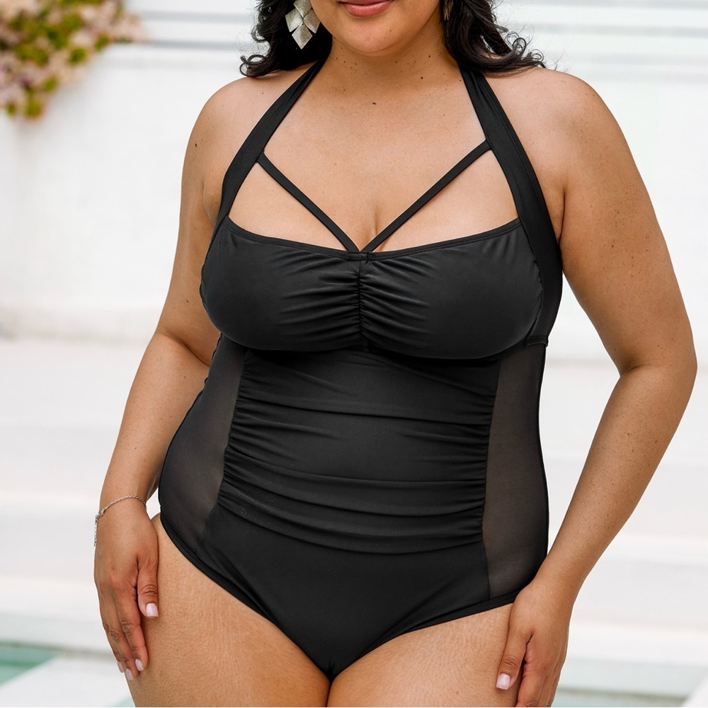 Cupshe | Strappy Mesh Plus Size One Piece Swimsuit NWT